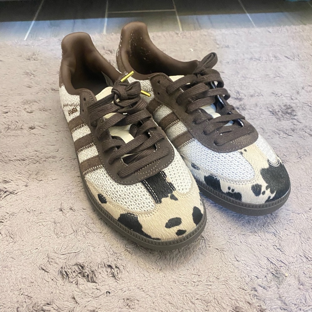 Adidas cow print sambas